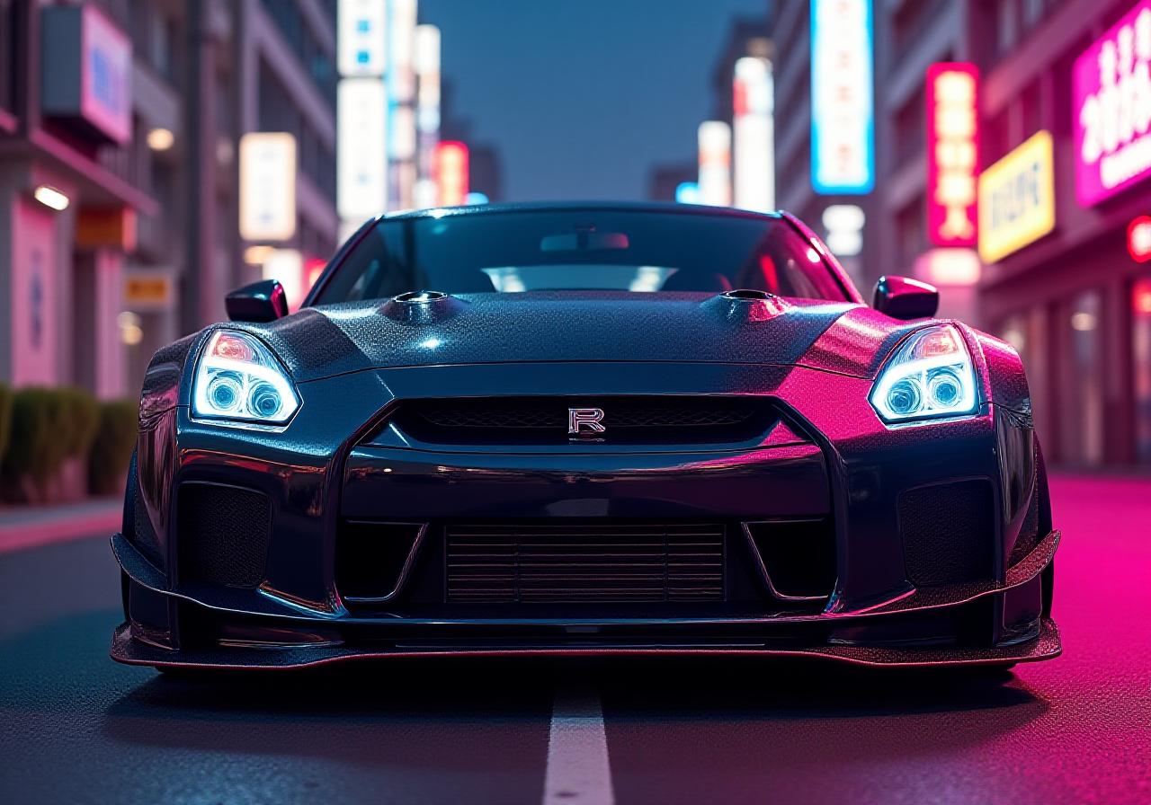 カスタマイズされた高性能スポーツカーのフロントビュー